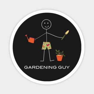 Funny Gardening Guy Stick Man Illustration Magnet